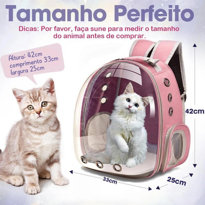 Mochila Pet Transporte para Cães e Gatos - Visão Ampla