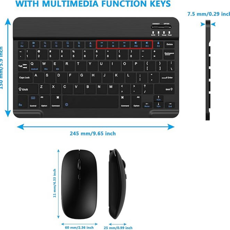 Kit teclado + Mouse sem fio e Bluetooth