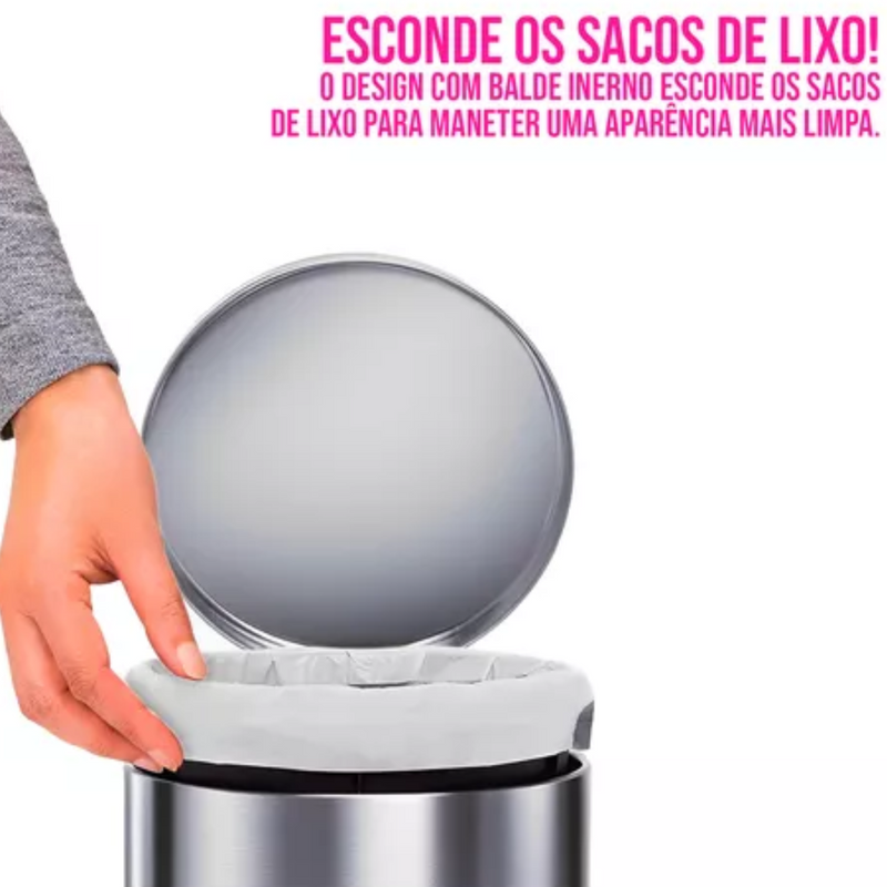 Lixeira Inox 5L com Escova Sanitária