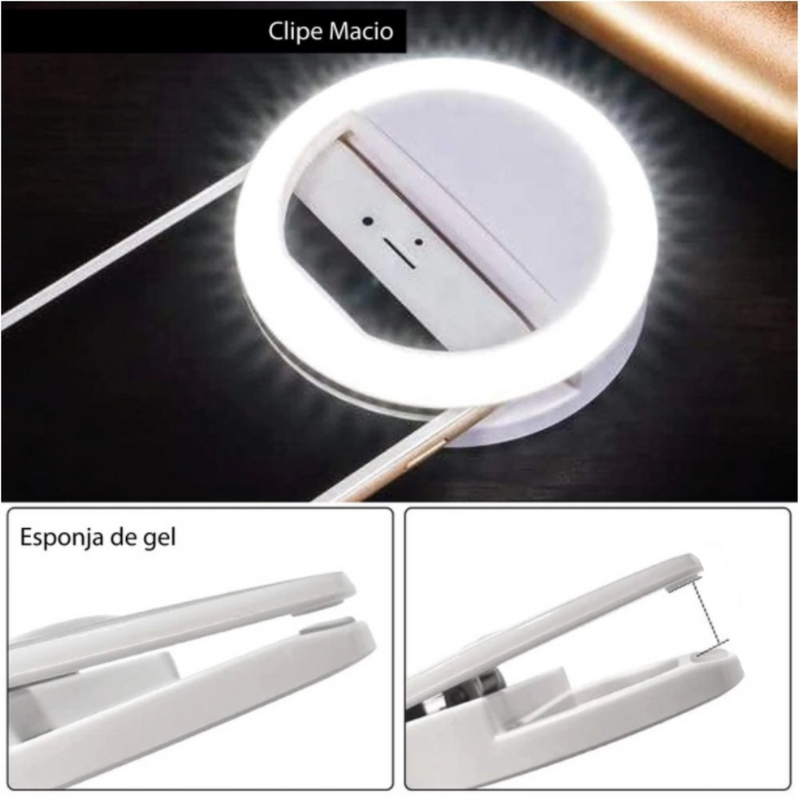 Ring Light Clip Selfie com LED para Celular