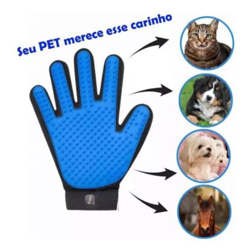 Luva Escova Tira Pelos Cães e Gatos Nano Magnética