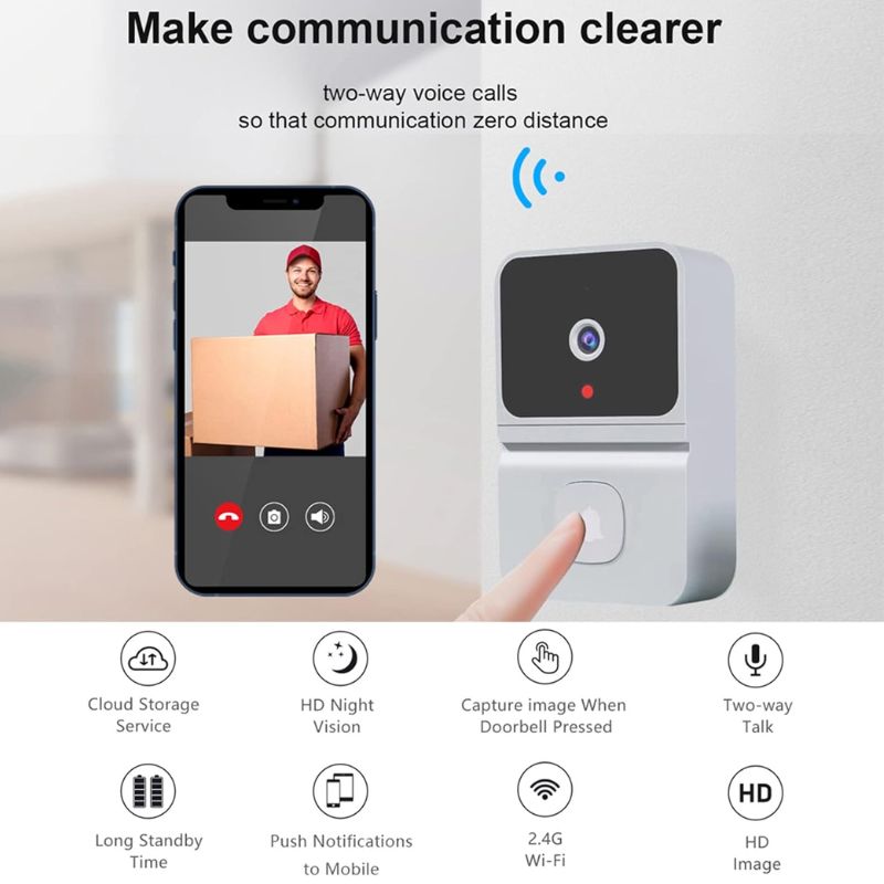 Campainha de vídeo inteligente WIFI com VISÃO NOTURNA