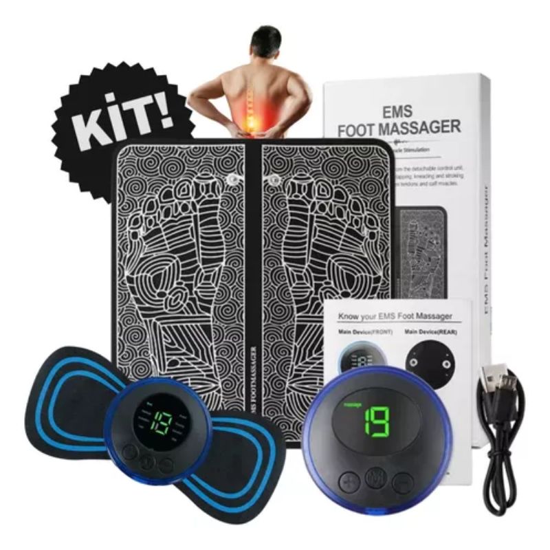 Kit Tapete e Mini Massageador Elétrico de Pés